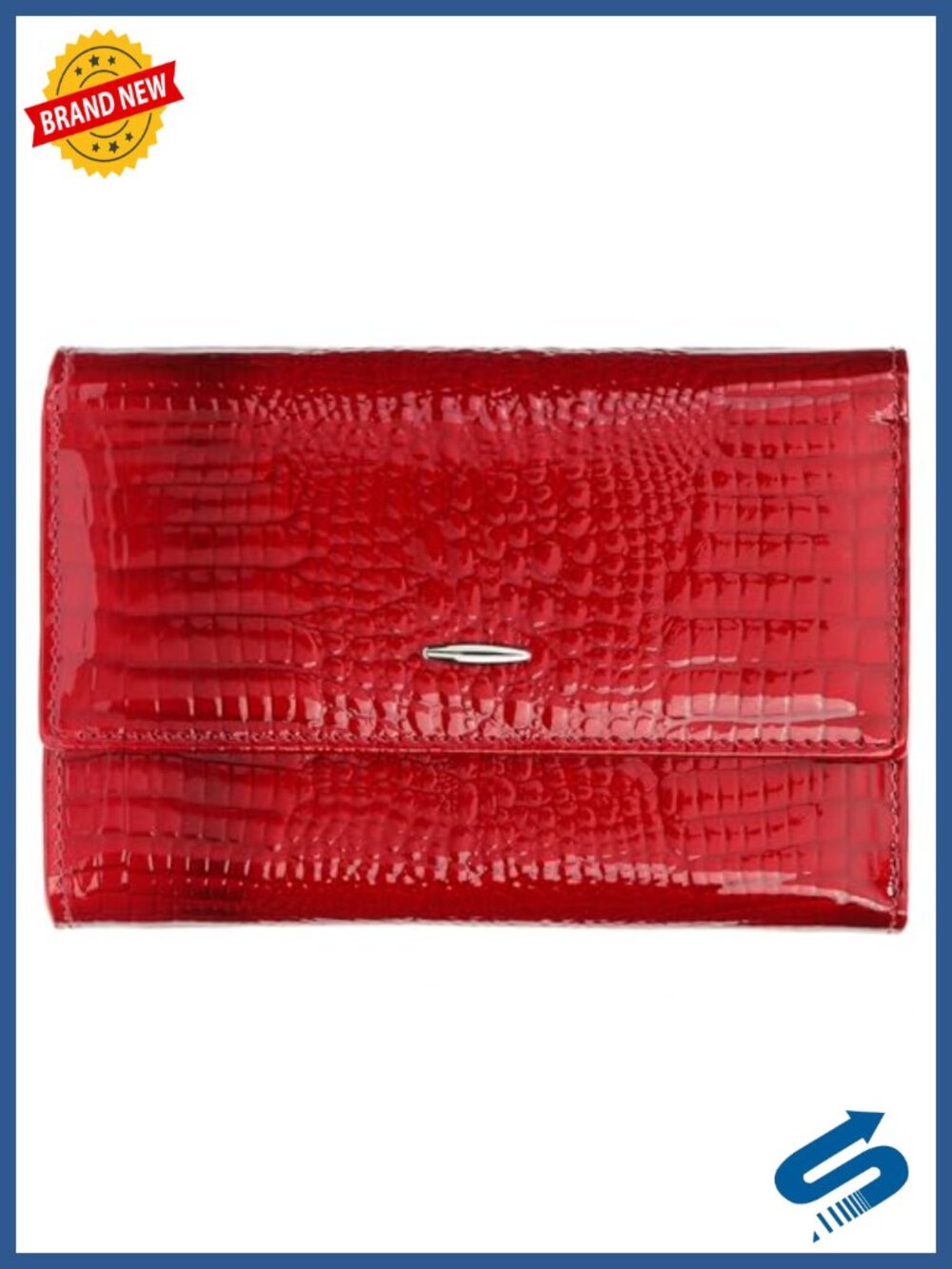 Genuine Leather Oil-Waxed Crocodile Embossed Bi-Fold Wallet with Magnetic